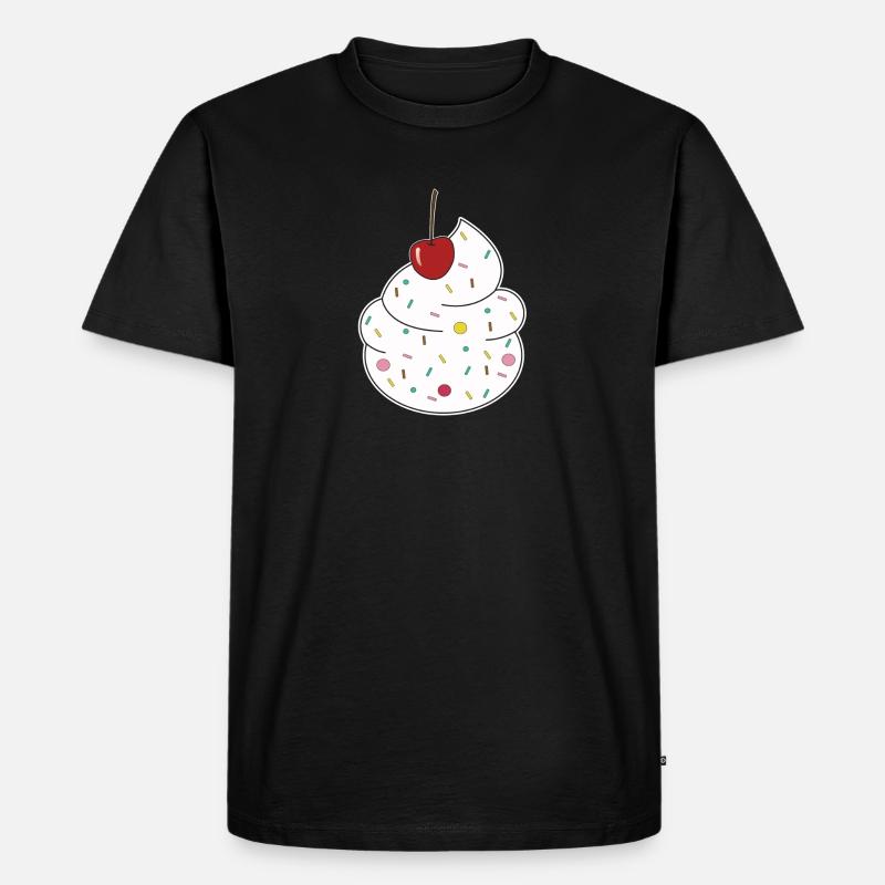Sahne Kirsche - Männer Premium Bio T-Shirt - Schwarz