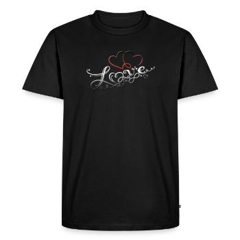 Deux cœurs avec le symbole de l'amour et de l'infini - T-shirt Premium bio Homme - noir - Devant - Nico (187cm)