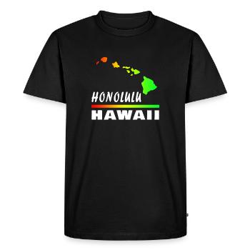 Hawaii Honolulu avec carte / cadeau carte - T-shirt Premium bio Homme - noir - Devant - Nico (187cm)