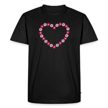 Un cœur de fleurs - T-shirt Premium bio Homme - noir - Devant - Nico (187cm)