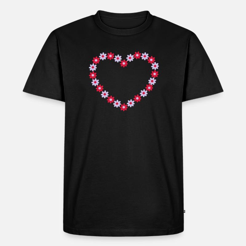 Blume Herz - Männer Premium Bio T-Shirt - Schwarz