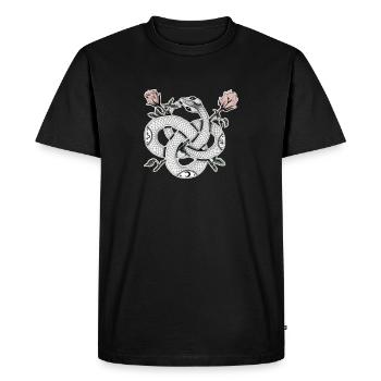 Snake design with roses - Men's Premium Organic T-Shirt - black - Front - Nico (187cm)