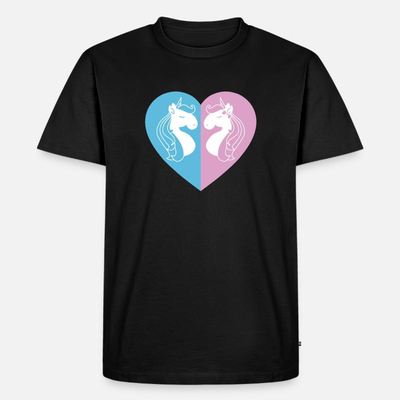 Zweiseitiges Einhornherz - Männer Premium Bio T-Shirt - Schwarz