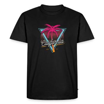 California Palm Trees Retro Neon - Men's Premium Organic T-Shirt - black - Front - Nico (187cm)