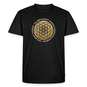 Motif géométrique d’harmonie fleur de vie - T-shirt Premium bio Homme - noir - Devant - Nico (187cm)