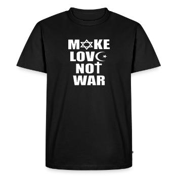 Faire l'amour sans guerre - T-shirt Premium bio Homme - noir - Devant - Nico (187cm)