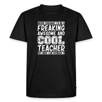 T-shirt de professeur cool - T-shirt Premium bio Homme - noir - Devant - Nico (187cm)