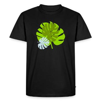 Feuillage Tropical Vert Nature Sauvage - T-shirt Premium bio Homme - noir - Devant - Nico (187cm)