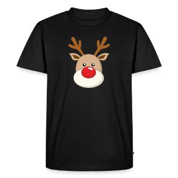 Sweet reindeer Red snub nose face Christmas - Men's Premium Organic T-Shirt - black - Front - Nico (187cm)