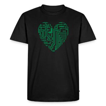 Computer Coeur - T-shirt Premium bio Homme - noir - Devant - Nico (187cm)