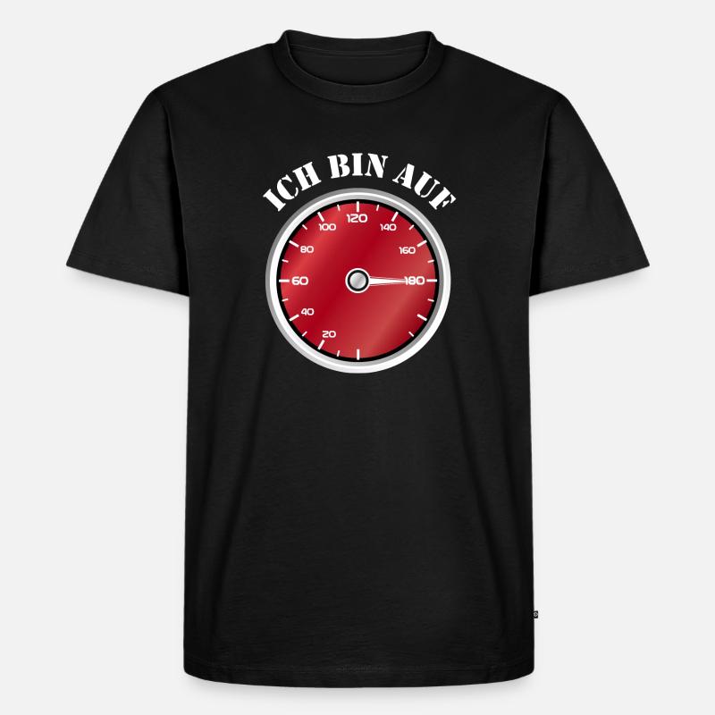 Roter Tacho Ich bin auf Geschwindigkeit - Männer Premium Bio T-Shirt - Schwarz