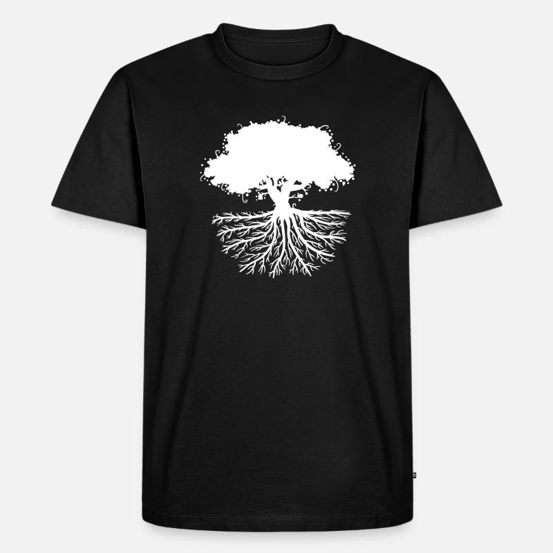 tree roots white - Männer Premium Bio T-Shirt - Schwarz