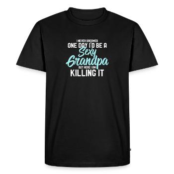 Grand-père grand-père - T-shirt Premium bio Homme - noir - Devant - Nico (187cm)
