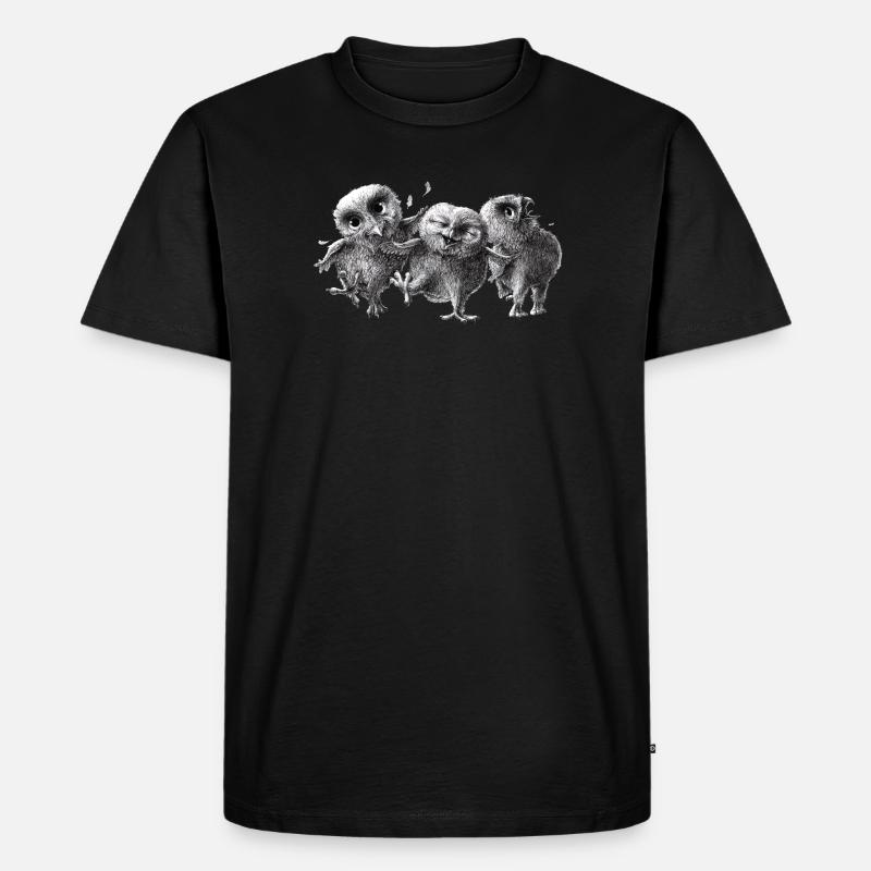 drei glückliche eulen - Männer Premium Bio T-Shirt - Schwarz