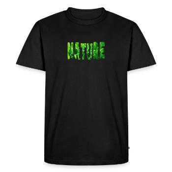 Mot Nature avec texture d'herbe verte - T-shirt Premium bio Homme - noir - Devant - Nico (187cm)