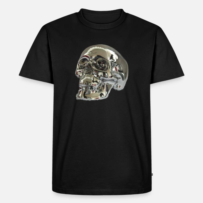 Silber Skull - Männer Premium Bio T-Shirt - Schwarz