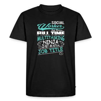 Chemise de titre d’emploi de travailleur social - T-shirt Premium bio Homme - noir - Devant - Nico (187cm)