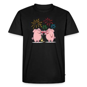 Porc chanceux Porte-bonheur Nouvel An Nouvel An - T-shirt Premium bio Homme - noir - Devant - Nico (187cm)