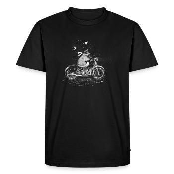 A fox rides a motorcycle - Men's Premium Organic T-Shirt - black - Front - Nico (187cm)