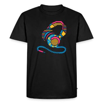 Headphones of patterns and stripes - Men's Premium Organic T-Shirt - black - Front - Nico (187cm)