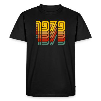 1979 vintage colorful - Men's Premium Organic T-Shirt - black - Front - Nico (187cm)