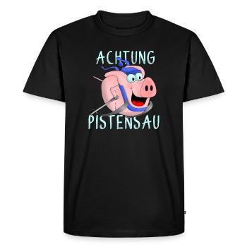 Attention à la piste - T-shirt Premium bio Homme - noir - Devant - Nico (187cm)