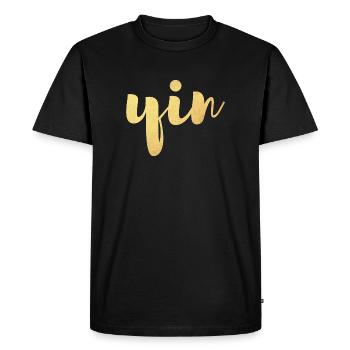 Yin (Yin et Yang) Gold Yoga Look partenaire - T-shirt Premium bio Homme - noir - Devant - Nico (187cm)