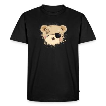 Teddy with eye patch - Men's Premium Organic T-Shirt - black - Front - Nico (187cm)