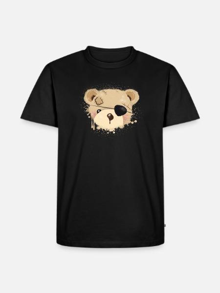 niedliches Piraten Teddy Graffiti mit Augenklappe - Ekologisk premium-T-shirt herr - svart