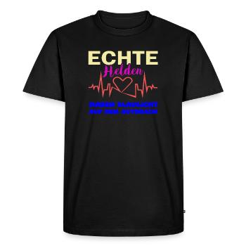 Les vrais héros ont la lumière bleue sur le toit - T-shirt Premium bio Homme - noir - Devant - Nico (187cm)