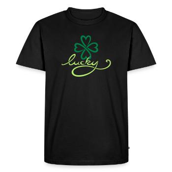St Patrick's Day Lucky Yoga Wellness Tattoo - Men's Premium Organic T-Shirt - black - Front - Nico (187cm)