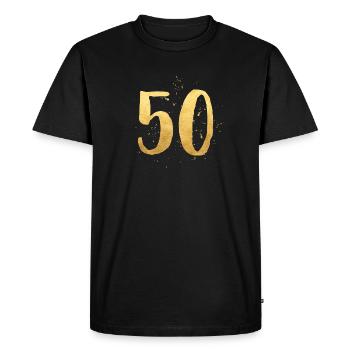 50 or rond anniversaire cinquante numéro de cadeau - T-shirt Premium bio Homme - noir - Devant - Nico (187cm)