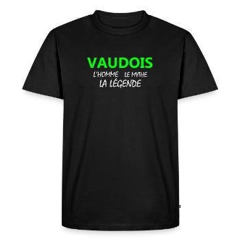 Vaudois Legend Pattern - Men's Premium Organic T-Shirt - black - Front - Nico (187cm)