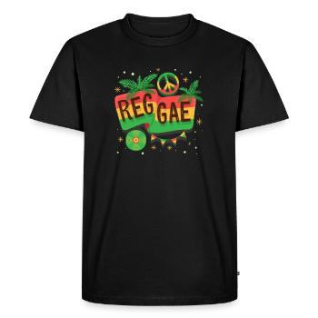 Ambiance arc-en-ciel du drapeau reggae - T-shirt Premium bio Homme - noir - Devant - Nico (187cm)