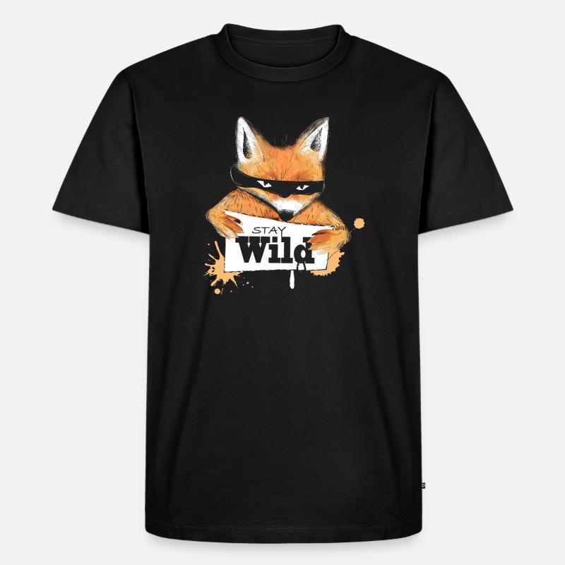 Fuchs mit einer Nachricht - Männer Premium Bio T-Shirt - Schwarz