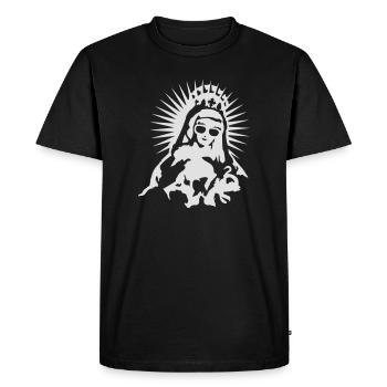 Vierge Marie avec une paire de lunettes de soleil - T-shirt Premium bio Homme - noir - Devant - Nico (187cm)