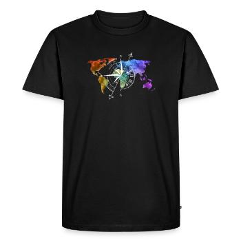 Carte du monde Boussole blanc - T-shirt Premium bio Homme - noir - Devant - Nico (187cm)