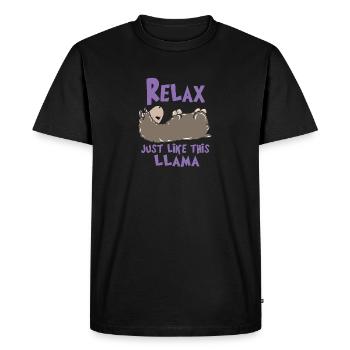 Relax Lama - T-shirt Premium bio Homme - noir - Devant - Nico (187cm)