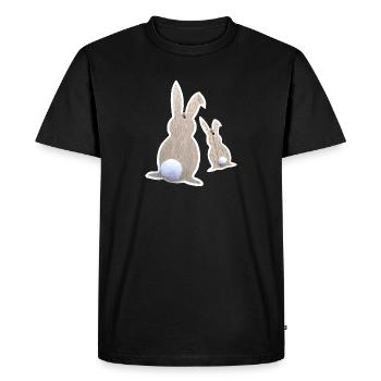 Lapins de Pâques par derrière - T-shirt Premium bio Homme - noir - Devant - Nico (187cm)