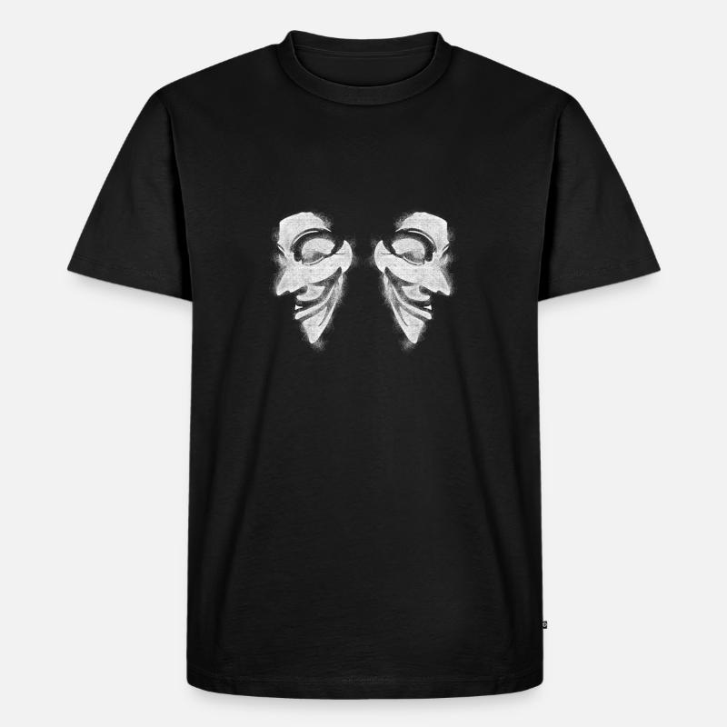 Anonymous v wie vendetta Double Head - Männer Premium Bio T-Shirt - Schwarz