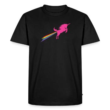 Unichorn Rainbow Fart - Men's Premium Organic T-Shirt - black - Front - Nico (187cm)