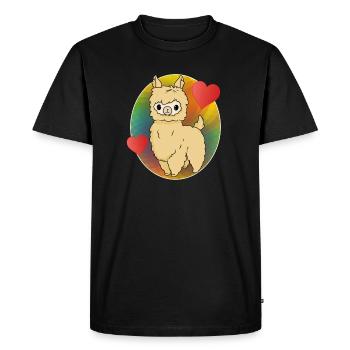 Alpaka - Männer Premium Bio T-Shirt - Schwarz - Vorne - Nico (187cm)