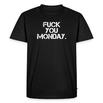 Va te faire foutre lundi - T-shirt Premium bio Homme - noir - Devant - Nico (187cm)