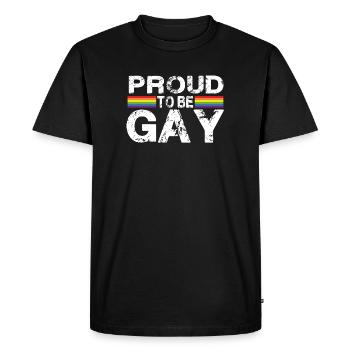 Fier d’être gay - T-shirt Premium bio Homme - noir - Devant - Nico (187cm)