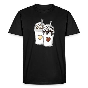 Couple de milkshake chocolat vanille - T-shirt Premium bio Homme - noir - Devant - Nico (187cm)