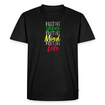Positive Vibes Mindset Motif - Men's Premium Organic T-Shirt - black - Front - Nico (187cm)