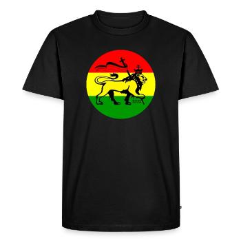 Lion de Juda dans le style rastafari - T-shirt Premium bio Homme - noir - Devant - Nico (187cm)