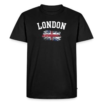 Tee du drapeau du London Grunge Union - T-shirt Premium bio Homme - noir - Devant - Nico (187cm)