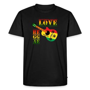 Love Reggae Guitar Rastastil - Men's Premium Organic T-Shirt - black - Front - Nico (187cm)
