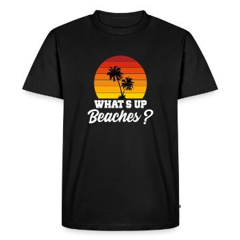 Quoi de Plages - T-shirt Premium bio Homme - noir - Devant - Nico (187cm)